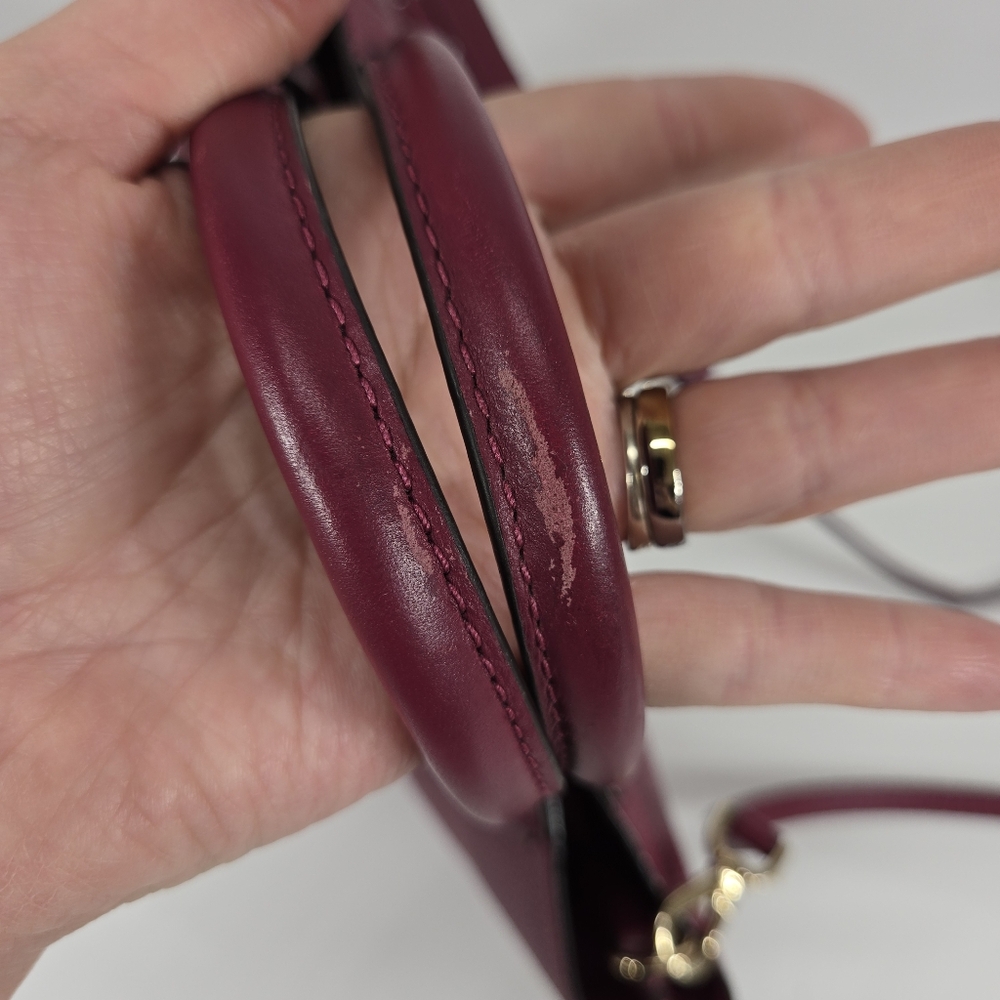 Michael Kors Mae SM Messenger Tote Crossbody Bag In Cranberry Color Gold Hardwar - Picture 7 of 17